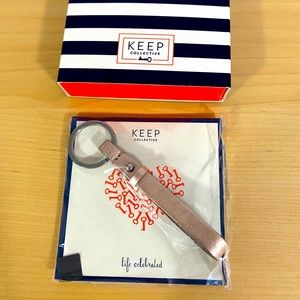 Leather Key Fob - rose gold reverses to gunmetal (grey)